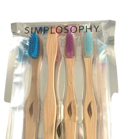 Four Natural Bamboo Toothbrushes - Picture 2 of 4